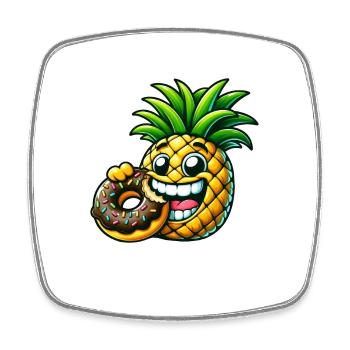 Drôle Ananas Donut Dessin Animé Fruité Sucré Desig - Magnet carré - blanc - Devant