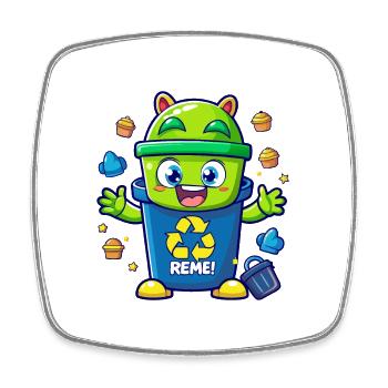 GARBAGE CANS - Square fridge magnet - white - Front