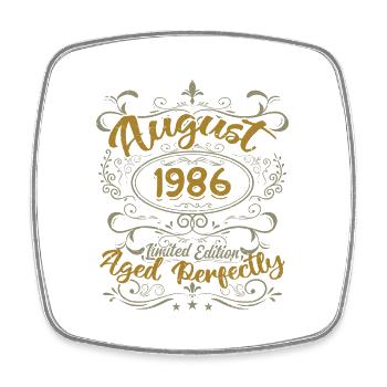 Août 1986 Août Cadeau Anniversaire 1986 Août 1986 - Magnet carré - blanc - Devant