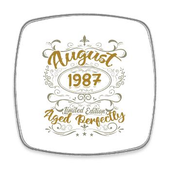 August 1987 August Geburtstagsgeschenk 1987 August 1987 - Viereckiger Kühlschrankmagnet - Weiß - Vorne