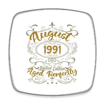 Août 1991 Août Cadeau Anniversaire 1991 Août 1991 - Magnet carré - blanc - Devant
