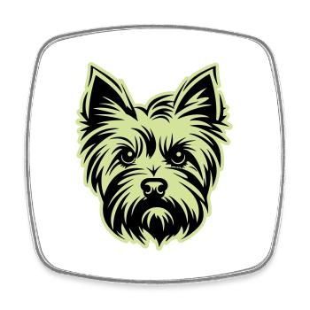 Yorkshire Terrier Dog Head - Square fridge magnet - white - Front
