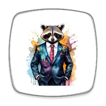Costume de raton laveur Imprimé de conception d’animaux colorés - Magnet carré - blanc - Devant