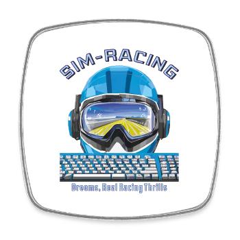 SIM RACING Dreams, Real Racing Thrills - Viereckiger Kühlschrankmagnet - Weiß - Vorne