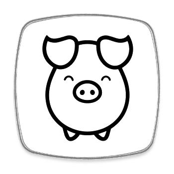 cochon - Magnet carré - blanc - Devant