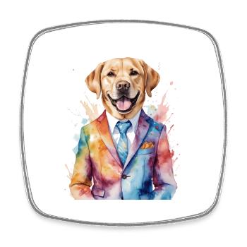 Labrador Retriever Suit Dog Funny Design Print - Square fridge magnet - white - Front