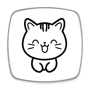 Katze - Viereckiger Kühlschrankmagnet - Weiß - Vorne