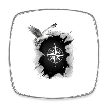 maritime seagull compass seagulls wind rose - Square fridge magnet - white - Front