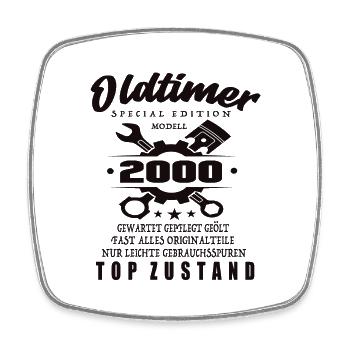 Oldtimer Special Edition Model 2000 Birthday - Square fridge magnet - white - Front