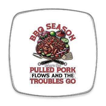 Pulled Pork BBQ Season Where The Pulled Grilling - Viereckiger Kühlschrankmagnet - Weiß - Vorne