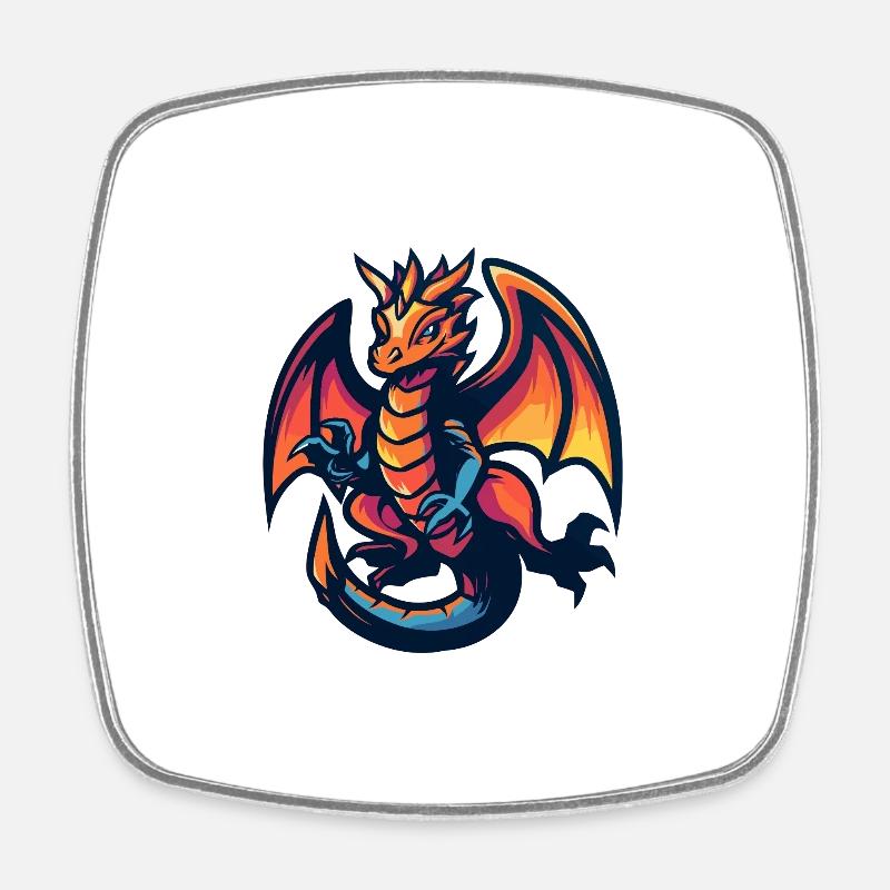 Drache Comic - Viereckiger Kühlschrankmagnet - Weiß