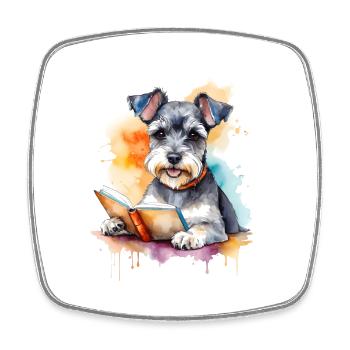 Zwergschnauzer Lesen Hund Lustig Tier Design Print - Viereckiger Kühlschrankmagnet - Weiß - Vorne
