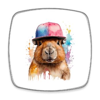 Capybara Snapback Cap Capy Bunt Tier Design Print - Viereckiger Kühlschrankmagnet - Weiß - Vorne