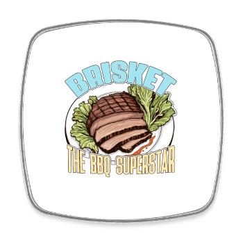 Brisket The BBQ Grilled Meat Brisket Barbecue - Square fridge magnet - white - Front
