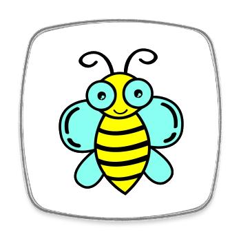 Bee 02 - Square fridge magnet - white - Front