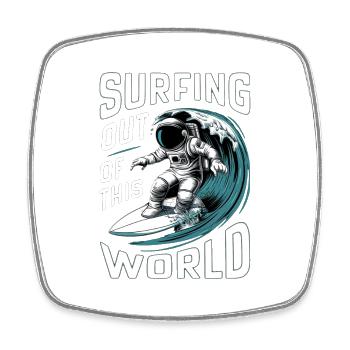 Surfen außerhalb dieser Welt - Humor - Viereckiger Kühlschrankmagnet - Weiß - Vorne