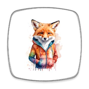 Renard Sweat à capuche Coloré Drôle Animal Design Imprimer - Magnet carré - blanc - Devant