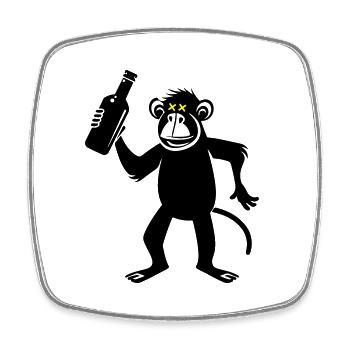 Bière Monkey Party - Magnet carré - blanc - Devant