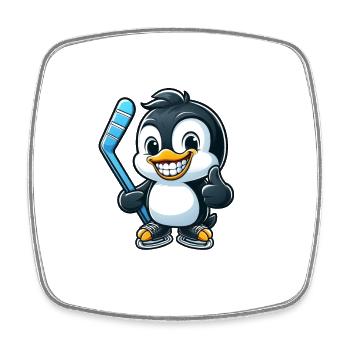 Pinguin Eishockeyspieler lustiges Eishockey Design - Viereckiger Kühlschrankmagnet - Weiß - Vorne