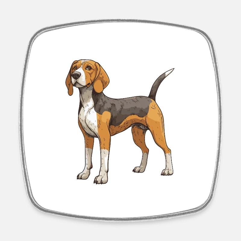 Chien Beagle - Magnet carré - blanc