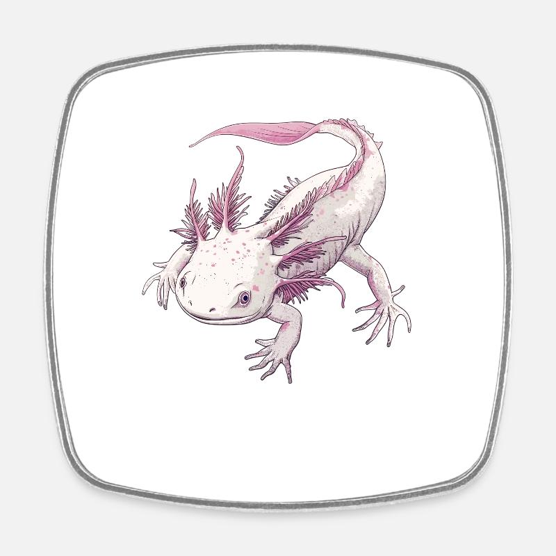 Axolotl - Magnet carré - blanc