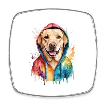Labrador Retriever Hoodie Dog Funny Design Print - Square fridge magnet - white - Front