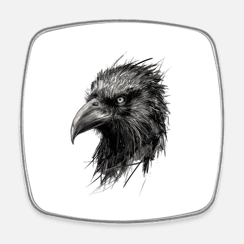 corbeau dessin illustration abstraite - Magnet carré - blanc