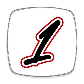 1 Zahl symbol - Viereckiger Kühlschrankmagnet - Weiß - Vorne