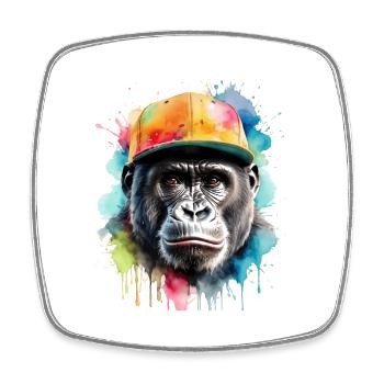 Gorille Snapback Cap Monkey Cool Animal Design Print - Magnet carré - blanc - Devant