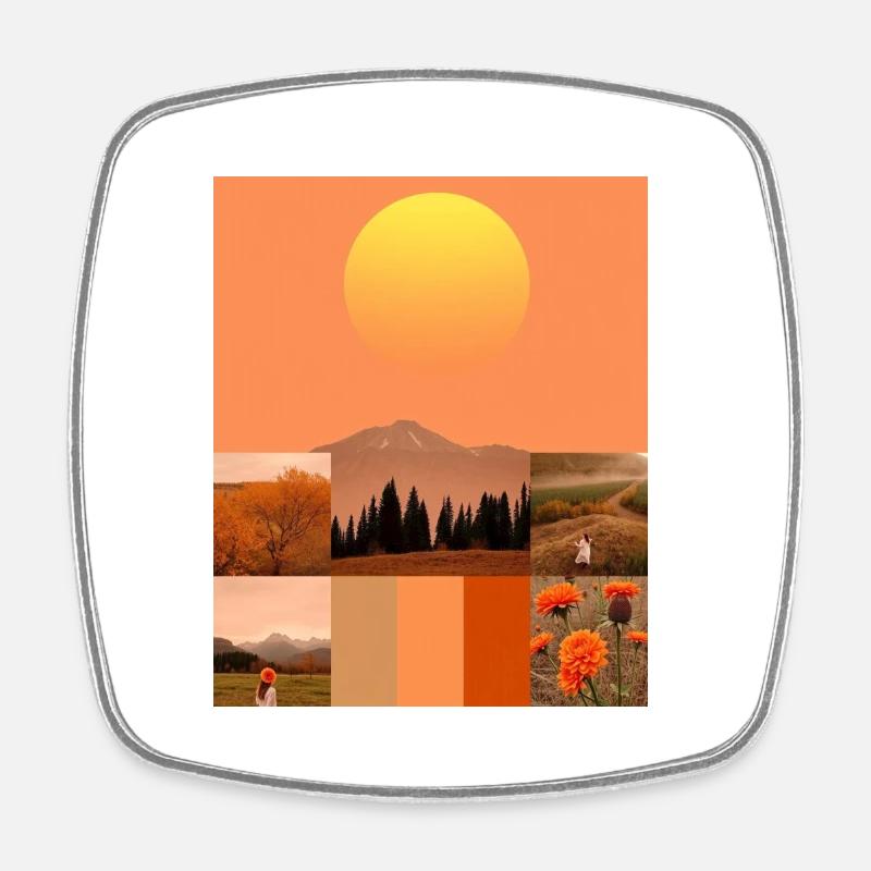 Sunsets. - Square fridge magnet - white