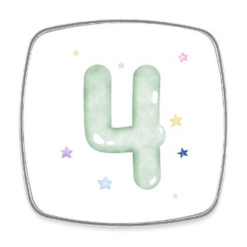 4th Anniversary Watercolor Star - Square fridge magnet - white - Front