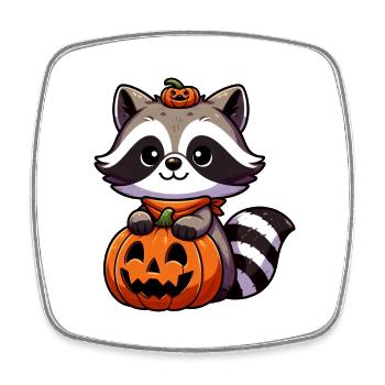 raton laveur mignon Halloween citrouille style dessin animé - Magnet carré - blanc - Devant