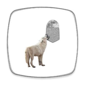 Loup hurlant à la lune dans votre fausse poche drôle - Magnet carré - blanc - Devant