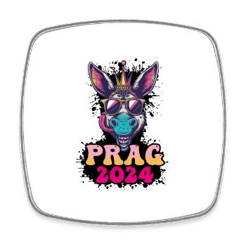 Prague 2024 Âne de fête - Magnet carré - blanc - Devant