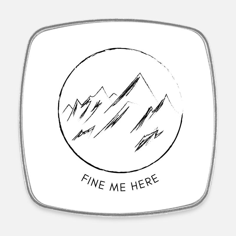 Berge / Find me here - Square fridge magnet - white