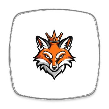 Fox Head Crown - Square fridge magnet - white - Front