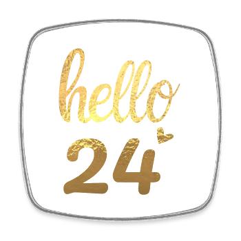 Hello 24 gold - Square fridge magnet - white - Front