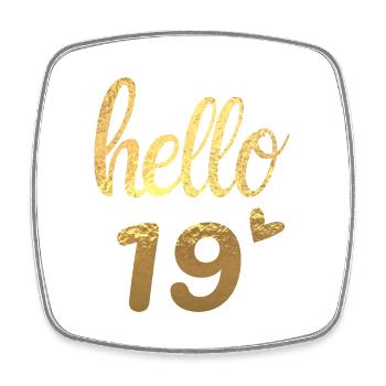 Hello 19 gold - Square fridge magnet - white - Front