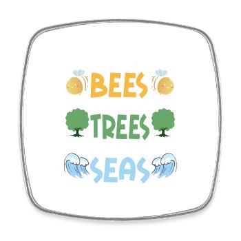 Save More Bees Plant More Trees Clean The Seas - Viereckiger Kühlschrankmagnet - Weiß - Vorne