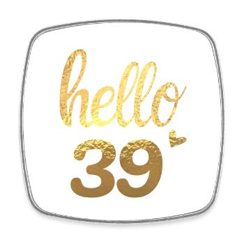 Hello 39 doré - Magnet carré - blanc - Devant