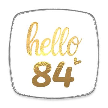 Hello 84 doré - Magnet carré - blanc - Devant