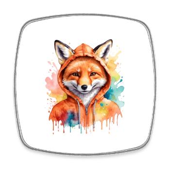 Renard Sweat à capuche Coloré Drôle Animal Design Imprimer - Magnet carré - blanc - Devant