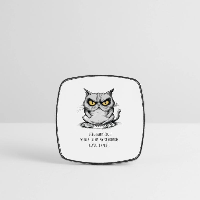Debugging Code Cat Keyboard Expert Humor Square fridge magnet