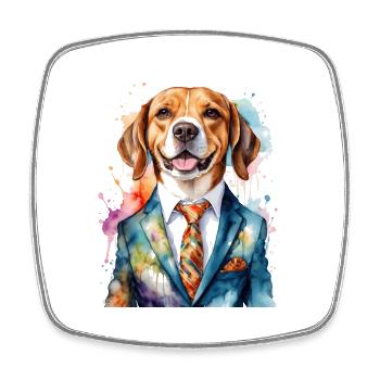 Beagle Suit Dog Colorful Funny Animal Design Print - Square fridge magnet - white - Front