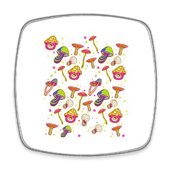 funny mushrooms mushroom forest mushrooms colorful colorful - Square fridge magnet - white - Front