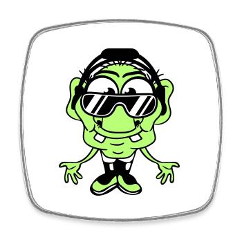 Cool DJ Leprechaun Green Gnome Grandpa Music Party Fun - Square fridge magnet - white - Front