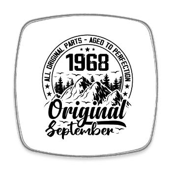1968 September Original 56 Years Anniversary Gift - Square fridge magnet - white - Front