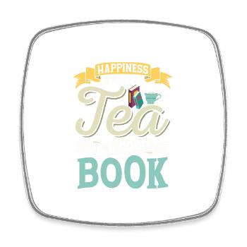 Happiness Is A Cup Of Tea & A Good Book Tea Drinke - Square fridge magnet - white - Front