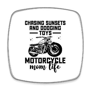 Jagd Auf Sonnenuntergänge Und Ausweichspielzeug Motorrad Mama Li - Viereckiger Kühlschrankmagnet - Weiß - Vorne