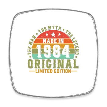 Vinatge 1984 Cadeau d’anniversaire - Magnet carré - blanc - Devant